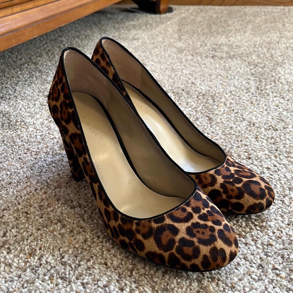 Ann Taylor Leopard Print Comfortable Chunky Heel - Donating After Thanksgiving
